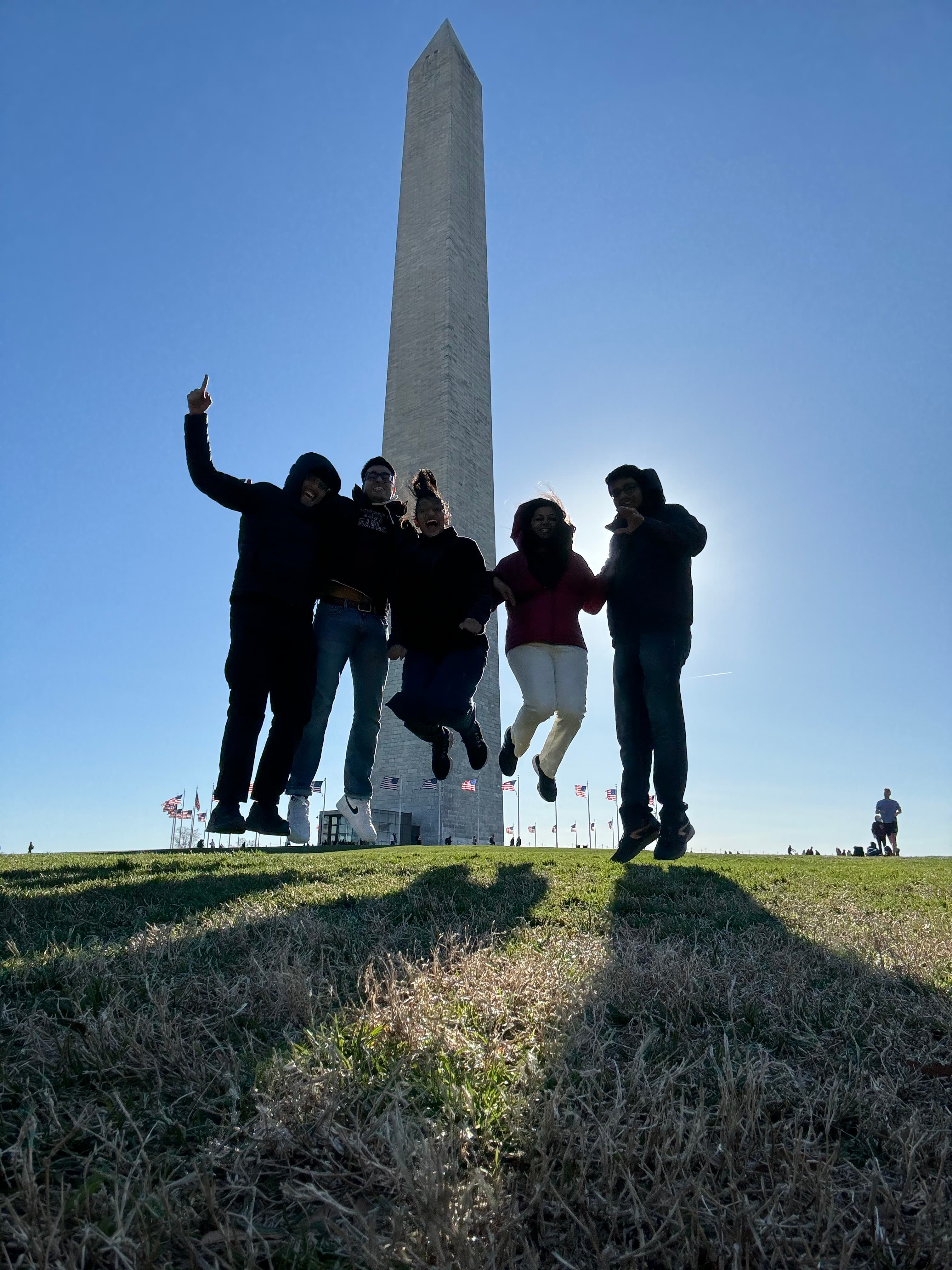 Me and my friends jumping infront of the washington monument